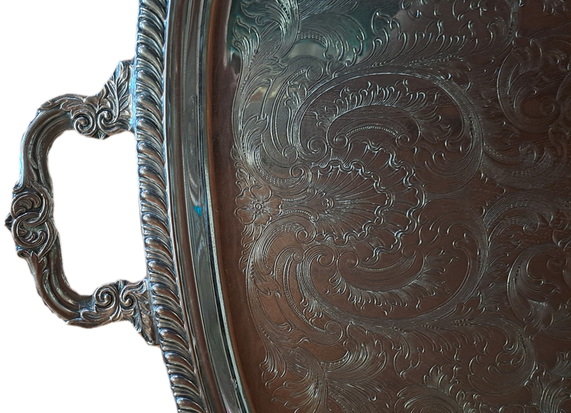 large Silver Plated serving Tray 73cm x 46,7cm