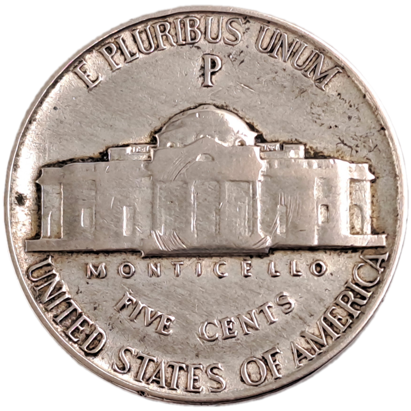 1943 United States (.350 silver) 5 Cents "Jefferson Wartime Nickel"