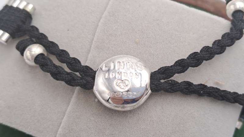 Genuine Links of London Sterling Silver Black Friendship Bracelet-Hallmarked