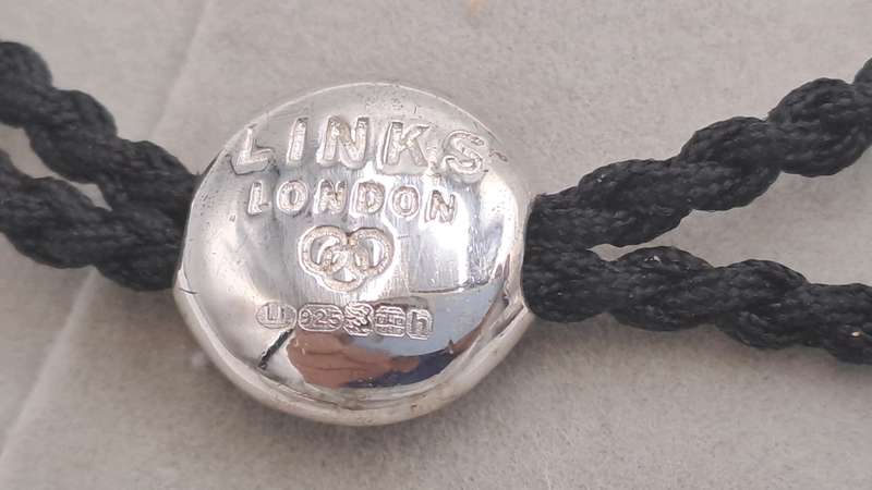 Genuine Links of London Sterling Silver Black Friendship Bracelet-Hallmarked