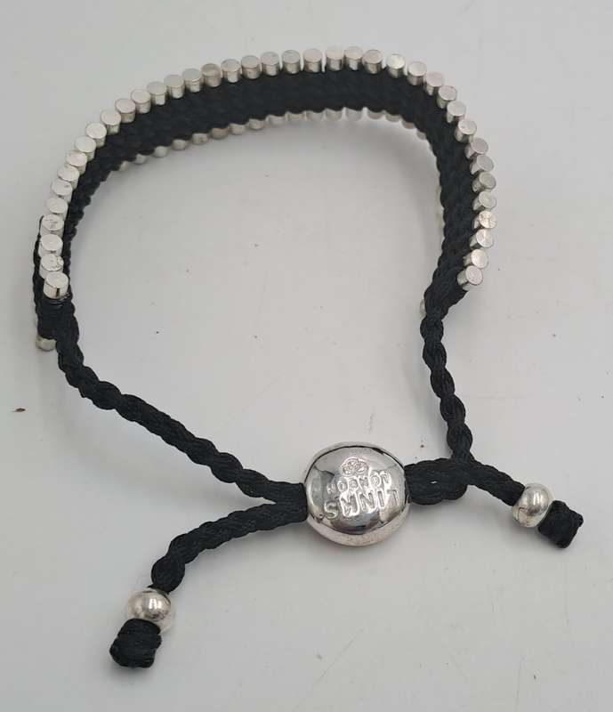 Genuine Links of London Sterling Silver Black Friendship Bracelet-Hallmarked
