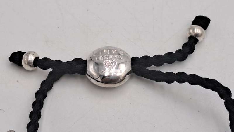 Genuine Links of London Sterling Silver Black Friendship Bracelet-Hallmarked