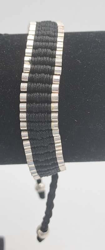 Genuine Links of London Sterling Silver Black Friendship Bracelet-Hallmarked