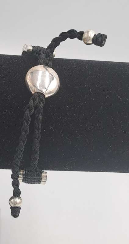 Genuine Links of London Sterling Silver Black Friendship Bracelet-Hallmarked