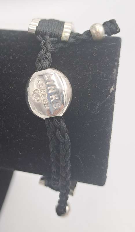 Genuine Links of London Sterling Silver Black Friendship Bracelet-Hallmarked