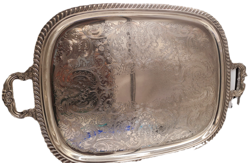 large Silver Plated serving Tray 73cm x 46,7cm