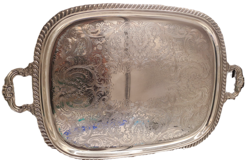 large Silver Plated serving Tray 73cm x 46,7cm
