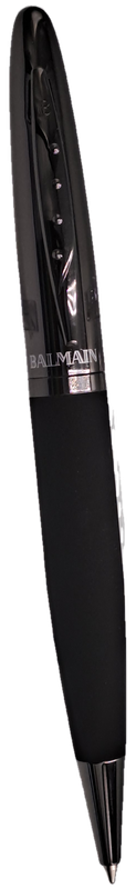 Pre-owned Balmain Paris Ballpen in Leather Pouch -Branded on Cap-Ink is dry