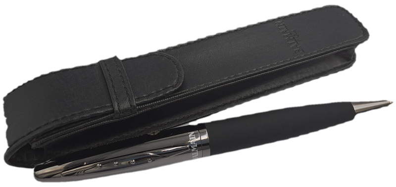 Pre-owned Balmain Paris Ballpen in Leather Pouch -Branded on Cap-Ink is dry