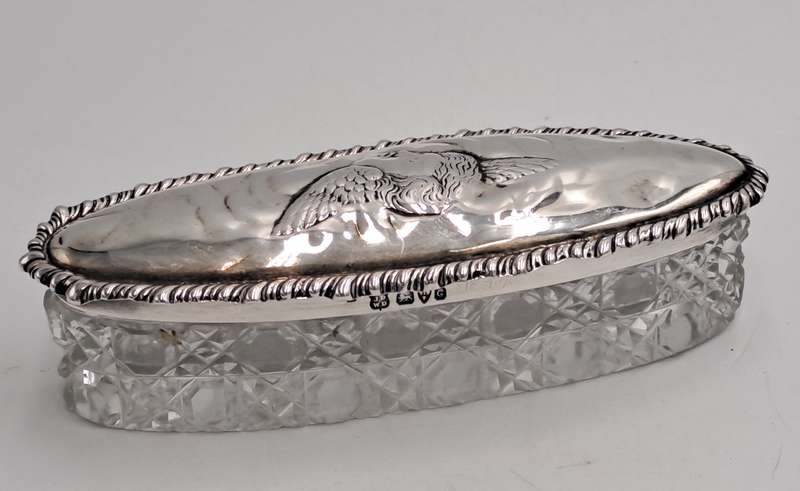 Antique 1903 Sterling Silver & Cut Glass Art nouveau vanity jar- by John and William Deakin