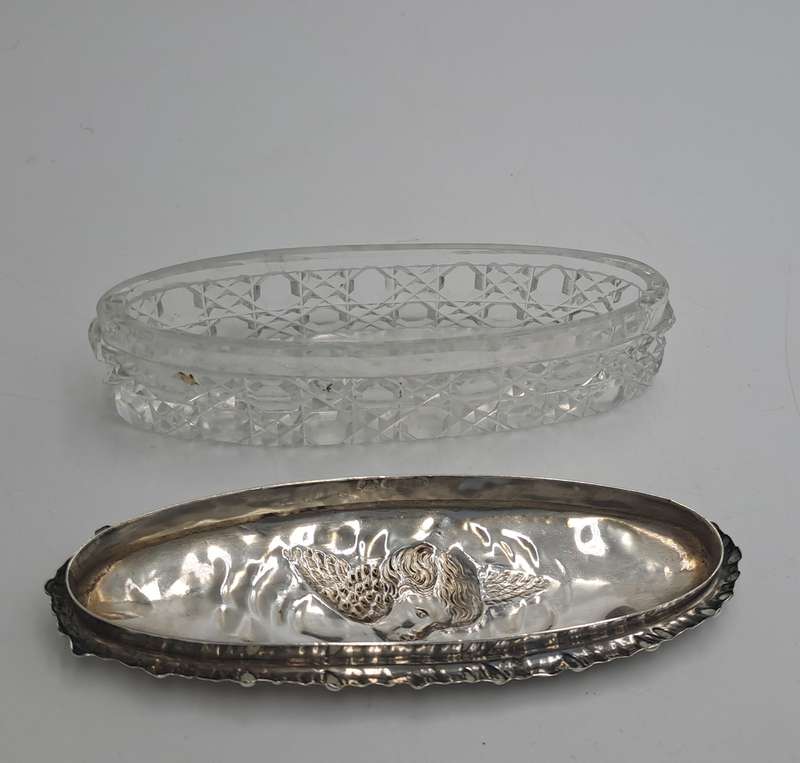 Antique 1903 Sterling Silver & Cut Glass Art nouveau vanity jar- by John and William Deakin