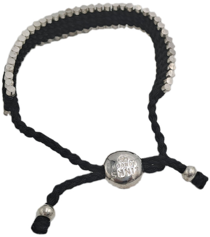 Genuine Links of London Sterling Silver Black Friendship Bracelet-Hallmarked