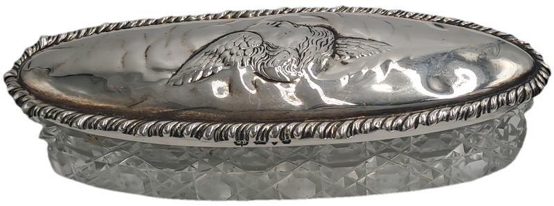 Antique 1903 Sterling Silver & Cut Glass Art nouveau vanity jar- by John and William Deakin