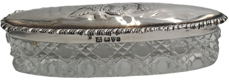 Antique 1903 Sterling Silver & Cut Glass Art nouveau vanity jar- by John and William Deakin