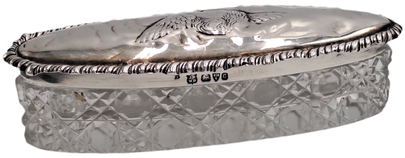 Antique 1903 Sterling Silver & Cut Glass Art nouveau vanity jar- by John and William Deakin