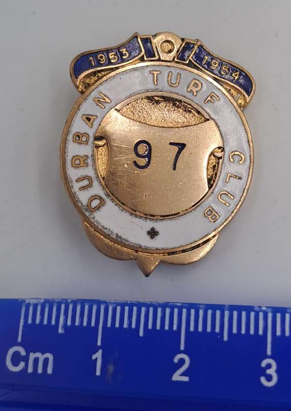 Vintage 1953-1954-Durban Turf Club No 97 Enamel  Badge-Metal Art Pretoria