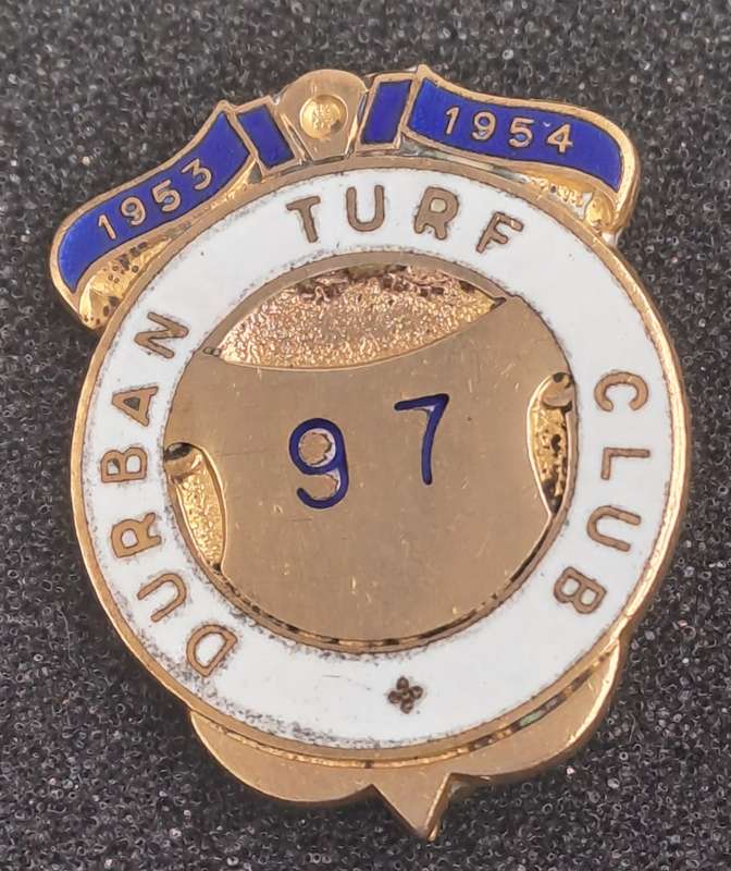 Vintage 1953-1954-Durban Turf Club No 97 Enamel  Badge-Metal Art Pretoria