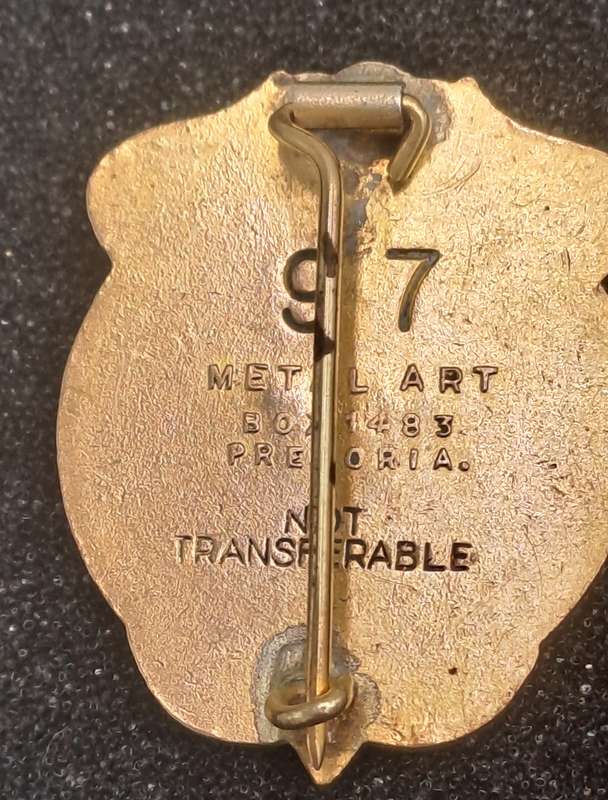 Vintage 1953-1954-Durban Turf Club No 97 Enamel  Badge-Metal Art Pretoria