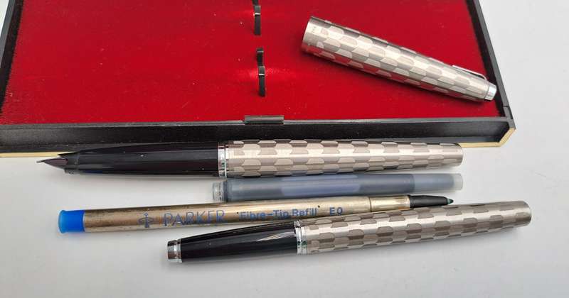 RESERVED FOR BUYER AlbBra5543 -1980's Parker 45 Harlequin 80 Black Shield CT Fountain Pen ONLY