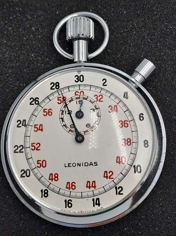 Vintage SWISS Leonidas Stop Watch open face nickel chromiun case  -Working-Crown is loose