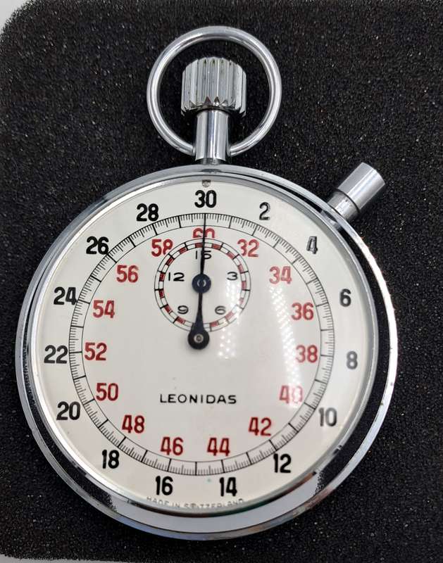 Vintage SWISS Leonidas Stop Watch open face nickel chromiun case  -Working-Crown is loose