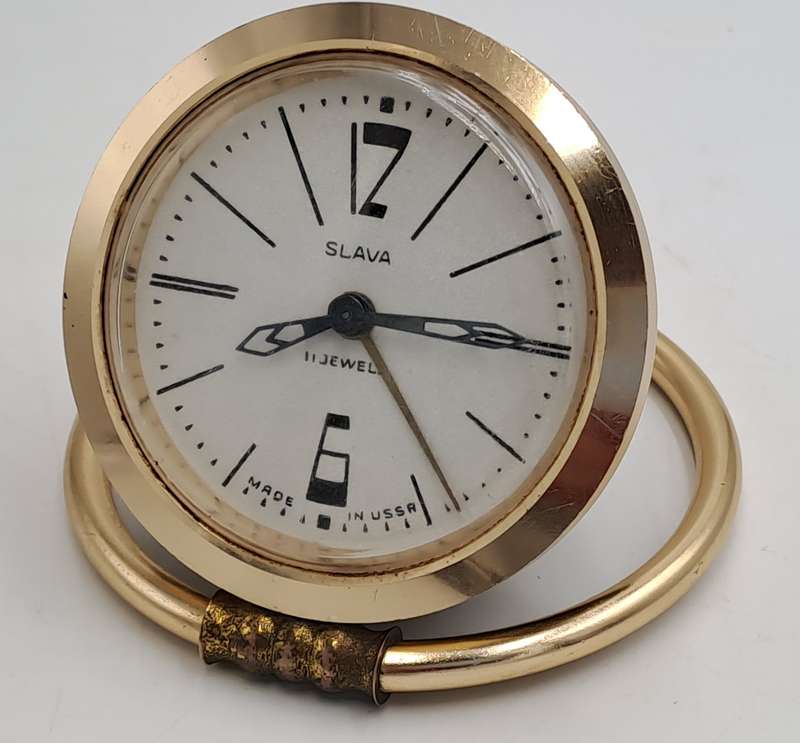 Vintage SLAVA Mechanical Alarm Clock 11 Jewels Made In the USSR Soviet Russian-NOT working