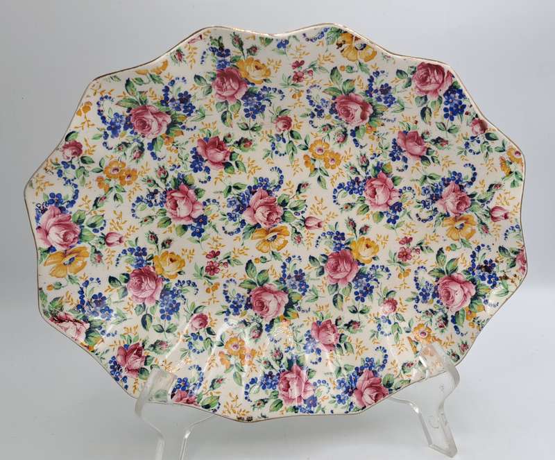 Vintage 1930's James Kent Longton "Rosalynde" Bon Bon Dish 23cm x 19,5cm x 4,5cm