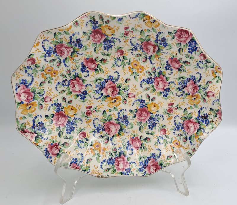 Vintage 1930's James Kent Longton "Rosalynde" Bon Bon Dish 23cm x 19,5cm x 4,5cm