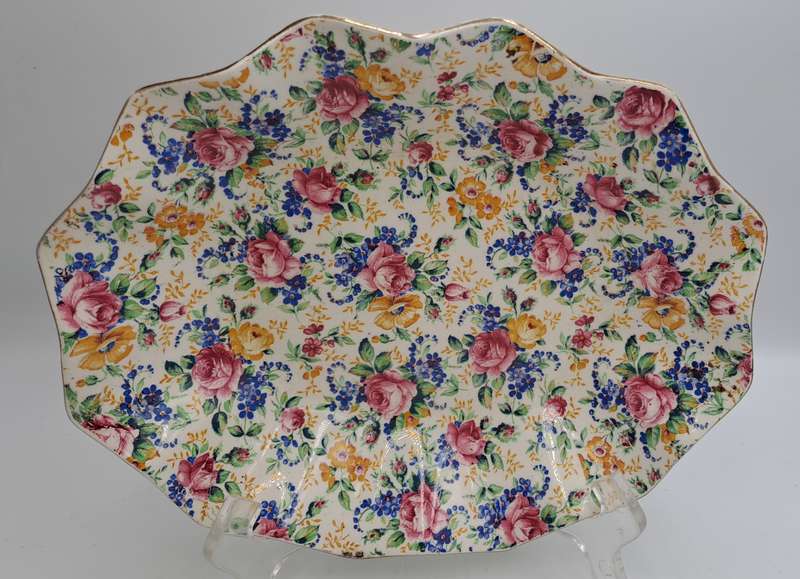 Vintage 1930's James Kent Longton "Rosalynde" Bon Bon Dish 23cm x 19,5cm x 4,5cm