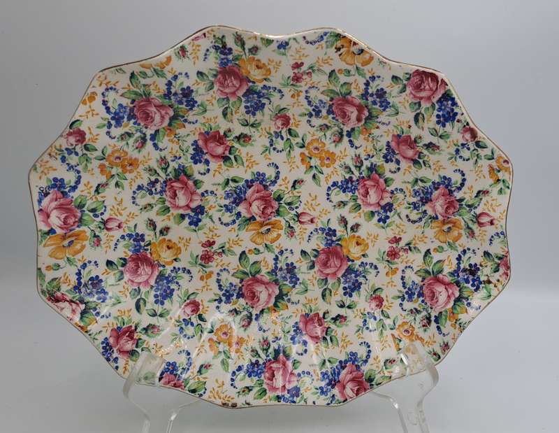 Vintage 1930's James Kent Longton "Rosalynde" Bon Bon Dish 23cm x 19,5cm x 4,5cm
