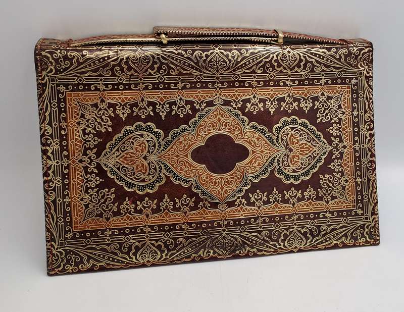 Vintage Embossed Genuine Leather Florentine Style Clutch Evening Bag made in Venice
