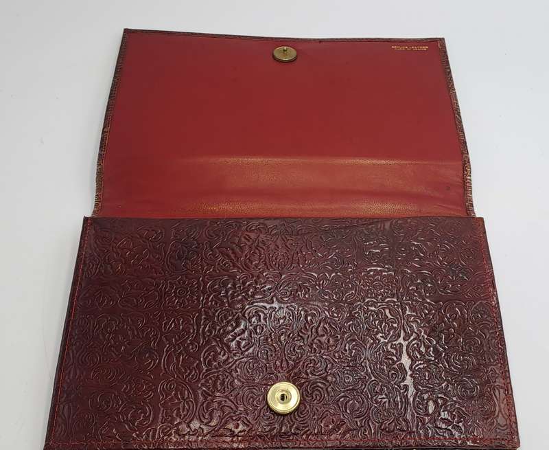 Vintage Embossed Genuine Leather Florentine Style Clutch Evening Bag made in Venice