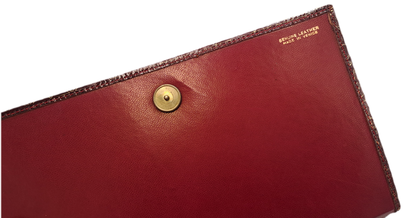 Vintage Embossed Genuine Leather Florentine Style Clutch Evening Bag made in Venice