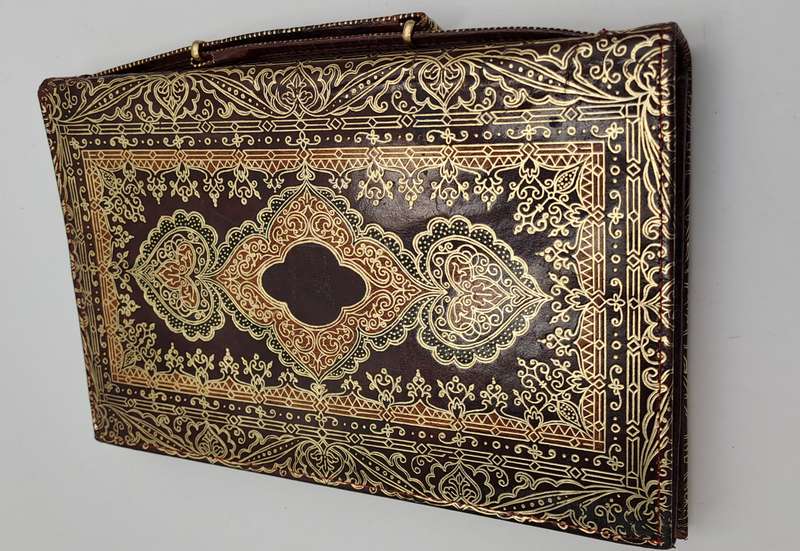 Vintage Embossed Genuine Leather Florentine Style Clutch Evening Bag made in Venice