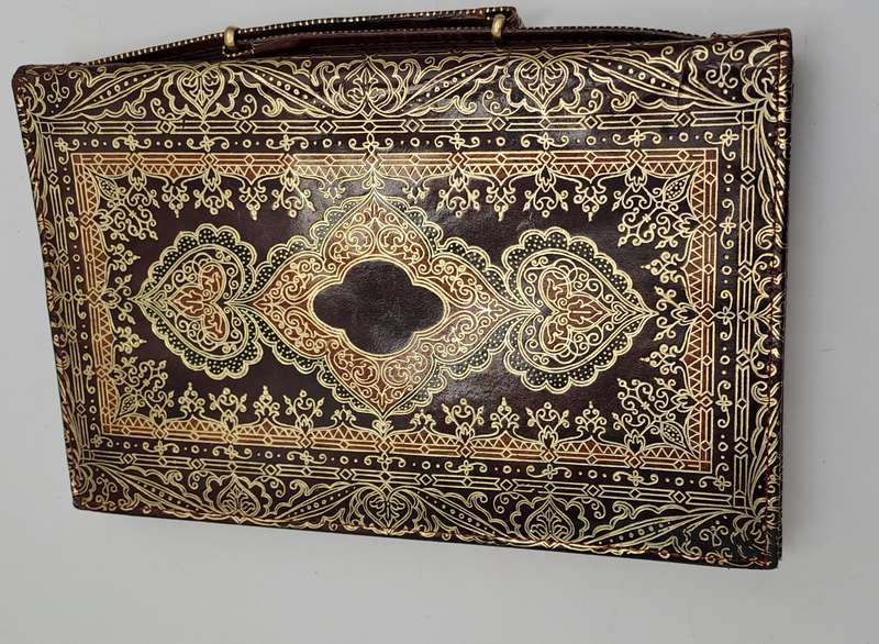 Vintage Embossed Genuine Leather Florentine Style Clutch Evening Bag made in Venice