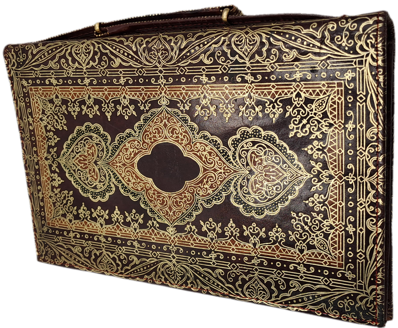 Vintage Embossed Genuine Leather Florentine Style Clutch Evening Bag made in Venice