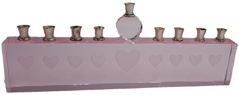 9 Head Menorah Crystal/Glass With Silver Plate -Boxed -Used