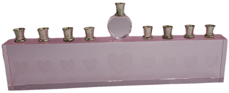 9 Head Menorah Crystal/Glass With Silver Plate -Boxed -Used