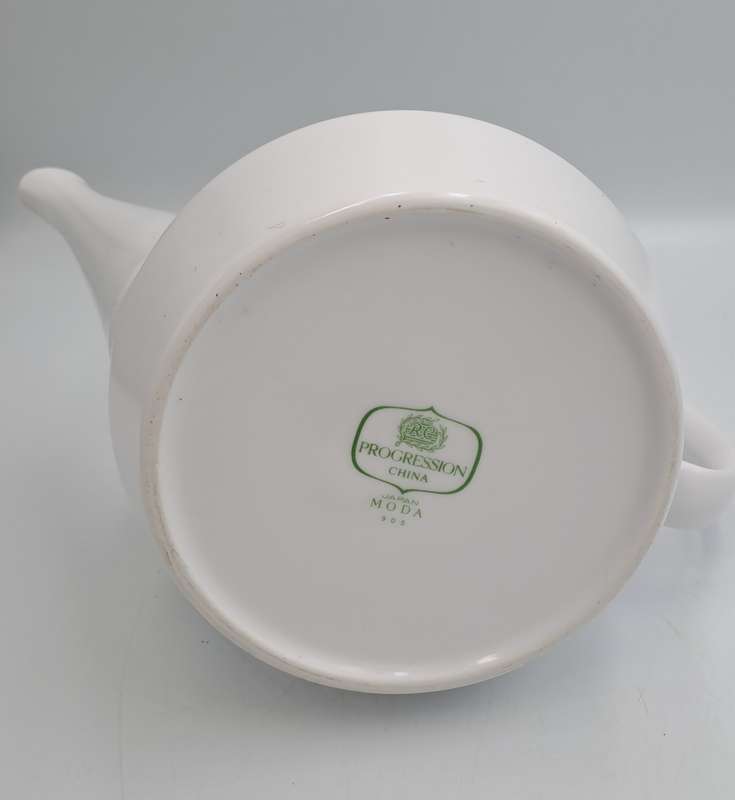 Vintage Noritake RC Progression China Japan Moda 905 Teapot Blue Grey Flowers Off White