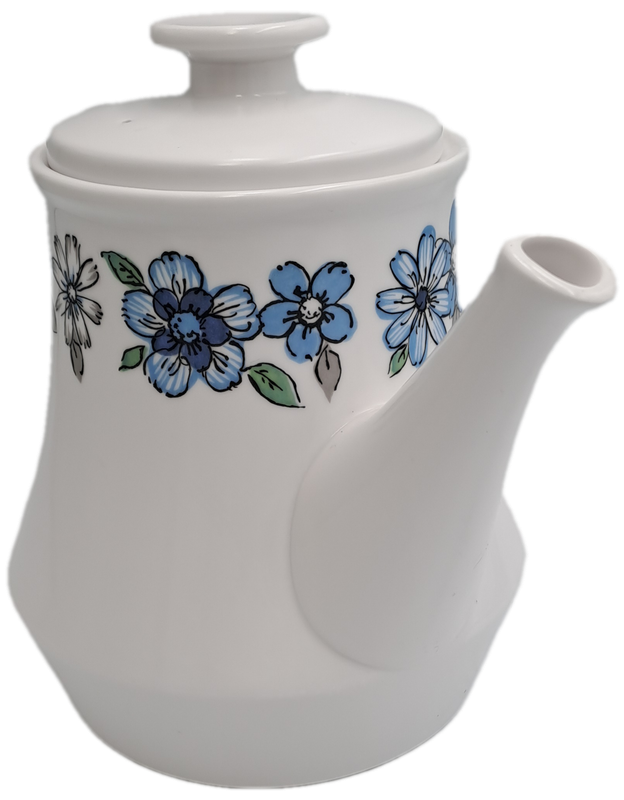 Vintage Noritake RC Progression China Japan Moda 905 Teapot Blue Grey Flowers Off White