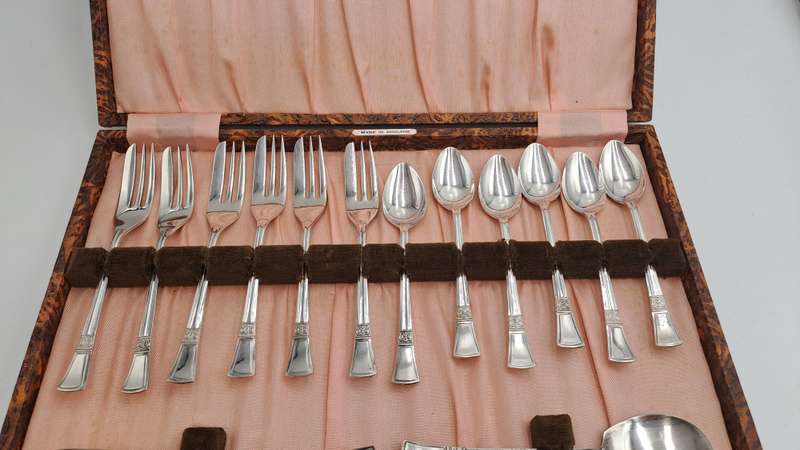 Vintage 1942-1943 Angora EPNS Silver Cold Plated Tea Cutlery set-Rd-829600-Made in England-Boxed