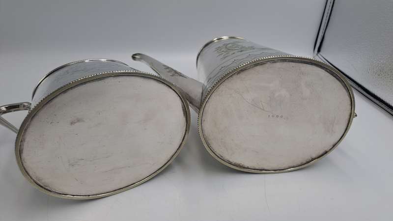 Large Antique Victorian Silver Plated Tea pot and Sugar Pot