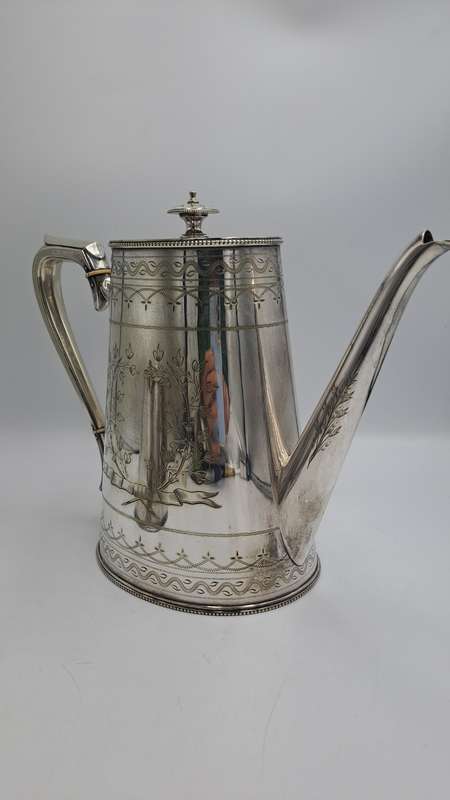 Large Antique Victorian Silver Plated Tea pot and Sugar Pot