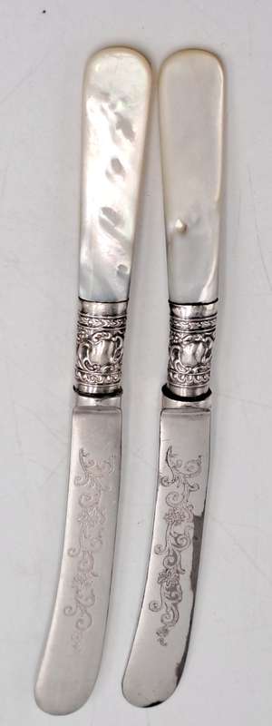 9 Antique Victorian Sheffield knifes and forks with Mother of Pearl Handles -see condition