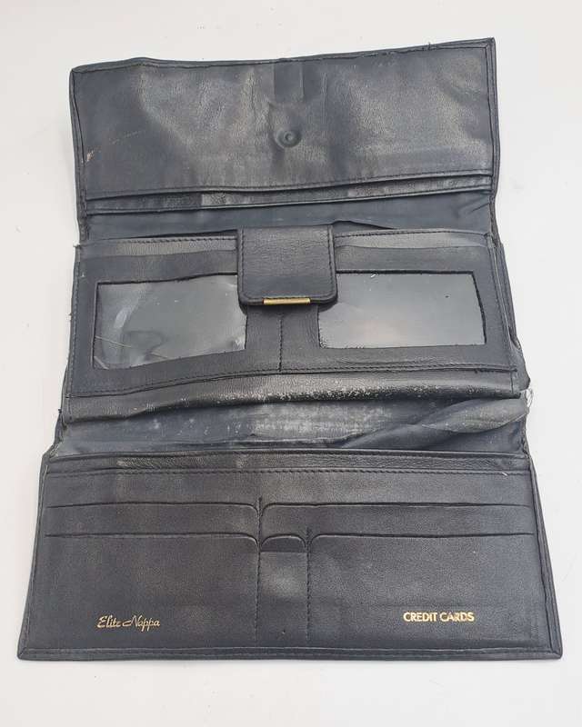 Pre-owned Elite Nappa Ladies Leather Clutch Purse -Black