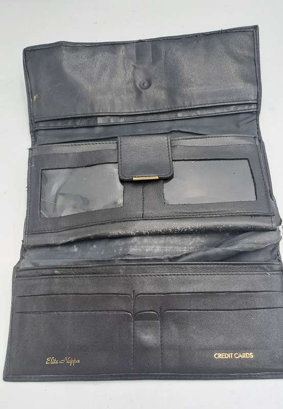 Pre-owned Elite Nappa Ladies Leather Clutch Purse -Black