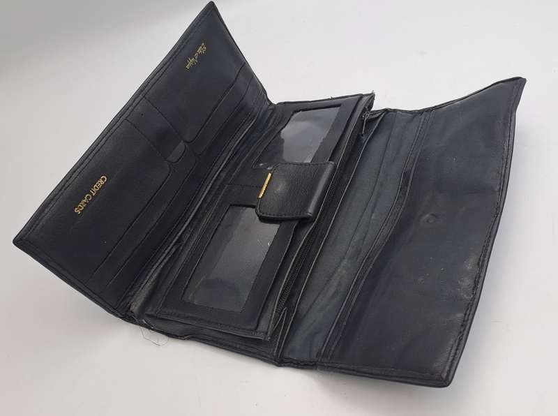 Pre-owned Elite Nappa Ladies Leather Clutch Purse -Black