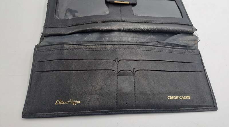 Pre-owned Elite Nappa Ladies Leather Clutch Purse -Black