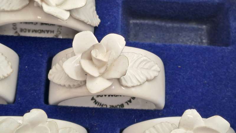 6 Handmade Floral Bone China Co.  Servette Rings Durban - Boxed