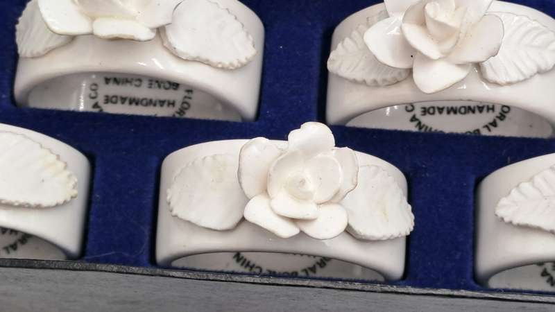 6 Handmade Floral Bone China Co.  Servette Rings Durban - Boxed